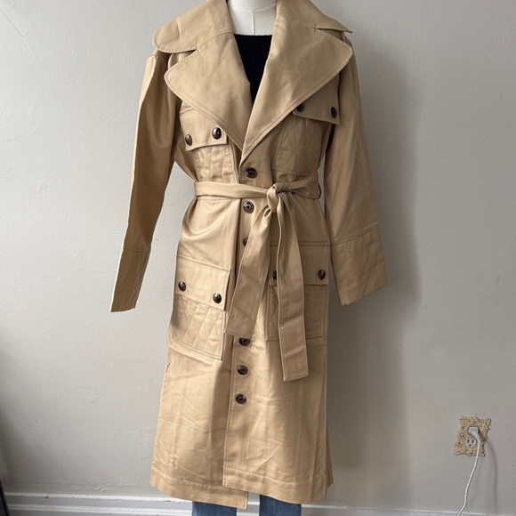 NWT FARM Rio ‘Pockets Over Nude’ Tan Trench Coat - Size XS - Picture 9 of 16